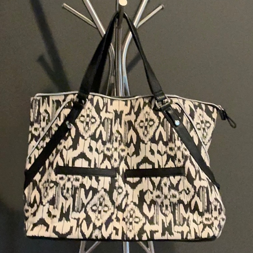 Chico's Black and White Geometric Tote Bag